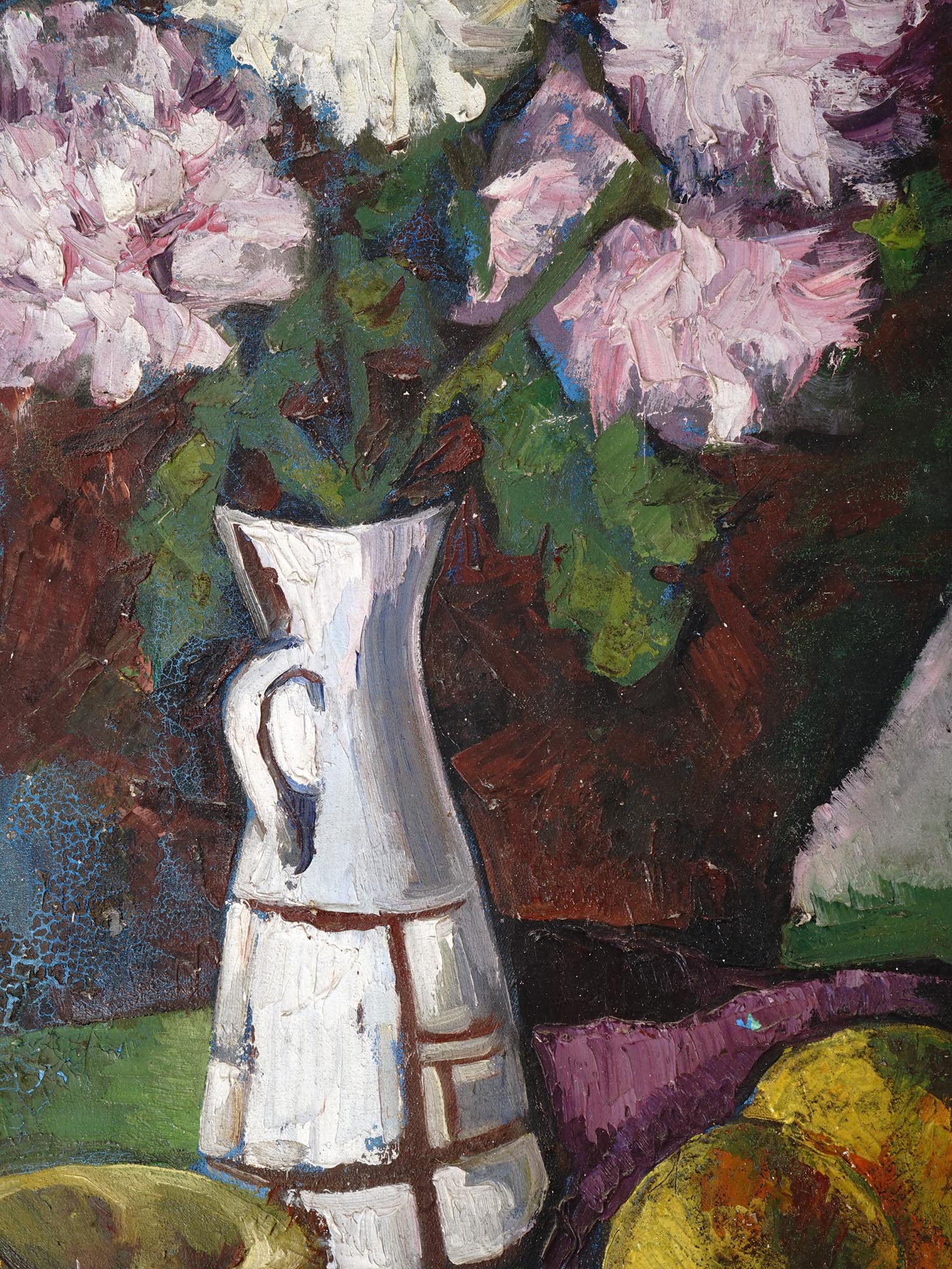 VINTAGE STILL LIFE VASE WITH FLOWERS PAINTING PIC-2